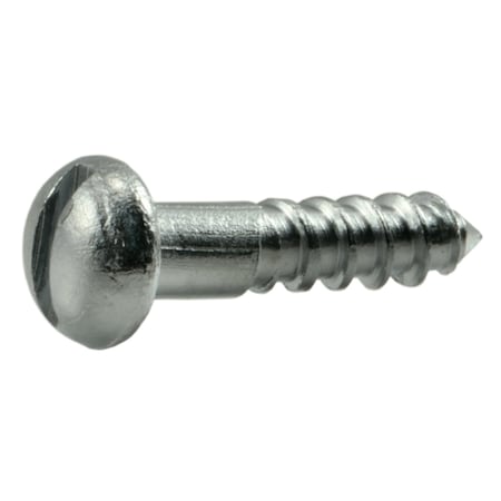 Midwest Fastener Wood Screw, #4, 1/2 in, Chrome Brass Round Head Slotted Drive, 45 PK 61702